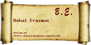 Behal Erazmus névjegykártya